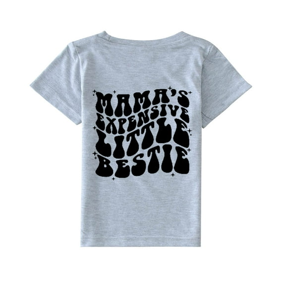 Quealent Kids Tops for Girls 2024 Girl Summer Shirt Toddlers Solid Color T-Shirt for Kids Girls Grey,4-5 Years