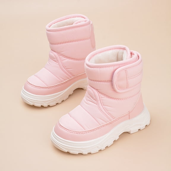 Quealent Kids Winter Snow Boots Slip Resistant Outdoor Cold Weather Boots for Boys Girls Toddler to Big Kid Pink for Size 7