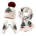 thumbnail image 1 of Quealent Kids Winter Warmer Hat Gloves Scarf Set, Christmas Gift for Toddlers Girls Boys Fleece Lined Pom Pom Beanie White for Size 3-8 Years, 1 of 8