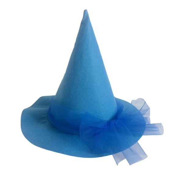 Quealent Kids Witch Hat Girls Lace Halloween Hat for kids Youth Teens Halloween Decorations Party (Sky Blue, One Size)