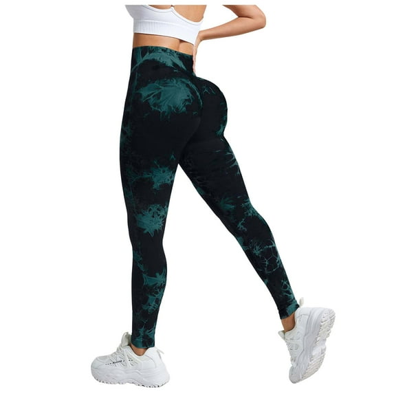Quealent Leggings Womens Stretch High Waisted Tummy Control Athletic Yoga Pants Dark Green for Size M