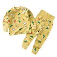 thumbnail image 1 of Quealent Little Boy Girl 2 Piece Pajama Sets Stylish Long Sleeve Top and Pant Loungewear for Babies Toddlers and Kids (Light Yellow, 1-2 Years), 1 of 3