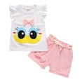 thumbnail image 1 of Quealent Little Girls Big Eyes Pattern Top with Shorts Two-pieces Sets (White, 2-3 Years), 1 of 5