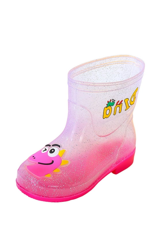 Little Kid Girls Shoes Snow Boots Toddler Size 9 Children Shoes Cute Cartoon Mid Tube Rain Boots Fashion Transparent Size 5 Girls Shoes Pink 11