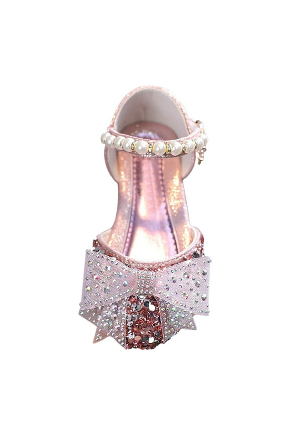 Little Kids Girls Dress Pumps Glitter Sequins Princess Low Heels Princess Dress Shoes Party Dance Shoes Rhinestone Sandals Pink for Size 13