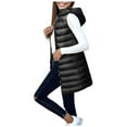 thumbnail image 1 of Quealent Long Puffer Vest Women Winter Hooded Sleeveless Coat Warm Quilted Vest Jacket Zip Up Puffy Coat Fall Warm Outerwear Black for Size S, 1 of 5