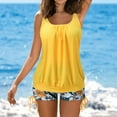 thumbnail image 1 of Quealent Long Swim Skirt Girls Tankini Swimsuits For Women 2 Piece Bathing Suits Tops With Boyshorts Loose Fit Swimwear,Yellow X-Large, 1 of 5