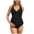 thumbnail image 1 of Quealent Maternity Cutout One Piece Swimsuit Twist Front Criss-Cross Bathing Suit High Waisted Pregnancy Swimwear Black for Size XL, 1 of 7