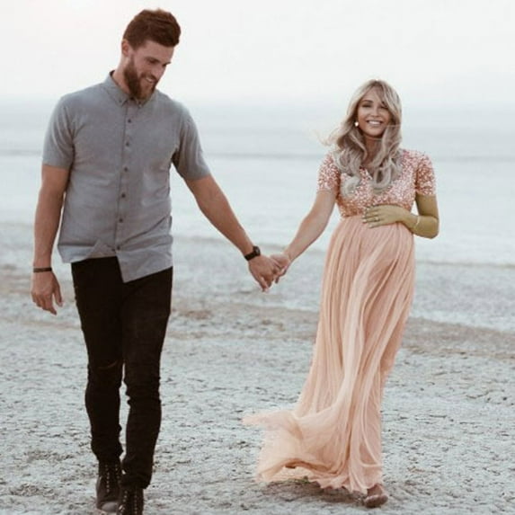 Quealent Maternity Dress Summer Plus Size Maternity Midi Dress Maternity Bodycon Dress (Pink,S)