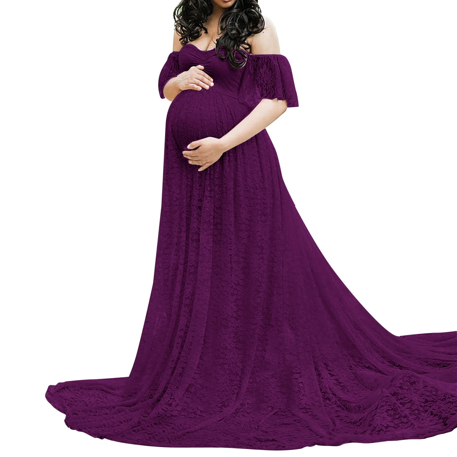 Quealent Maternity Dresses Summer Women s Plus Size Maternity Dress for Breastfeeding Purple XXL