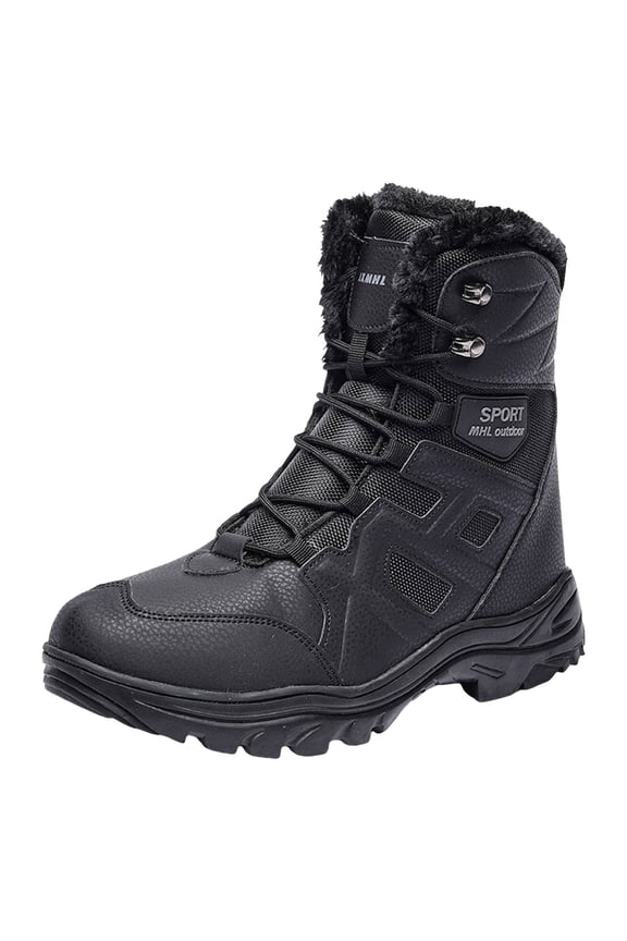 Men Snow Boots Golf Shoes Men Work Boots for Men Leather Boots Rubber Sole Waterproof Black,10