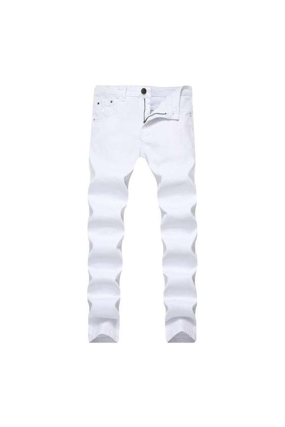 Men's Skinny Slim Fit Ripped Distressed Stretch Jeans Pants Slim Fit Jeans For Men (White,34)