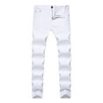 thumbnail image 1 of Quealent Men's Skinny Slim Fit Ripped Distressed Stretch Jeans Pants Slim Fit Jeans For Men (White,36), 1 of 7