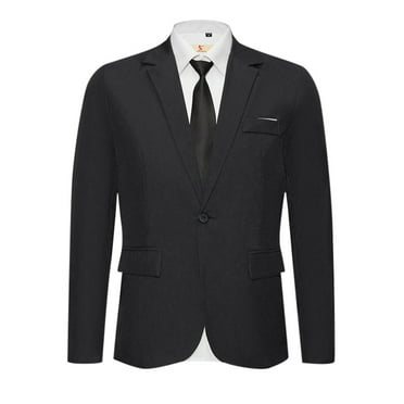 Quealent Men's Sport Coat Classic Fit Stretch Blazer 2 Button Suit Jacket (Black,XL)