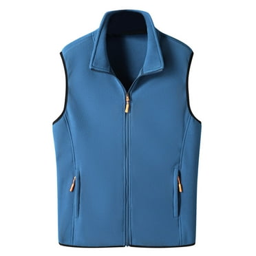 Quealent Men's Winter Fleece Casual Vest Zipper Stand Collar Solid Jacket with Pockets, Sweater Vest, Mens Vest, Vest for Men (Blue,4XL)