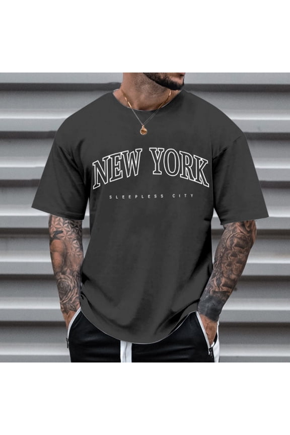 Mens Graphic T-Shirts Men's Short Sleeve Signature Stripe Graphic T-Shirt,Dark Gray L