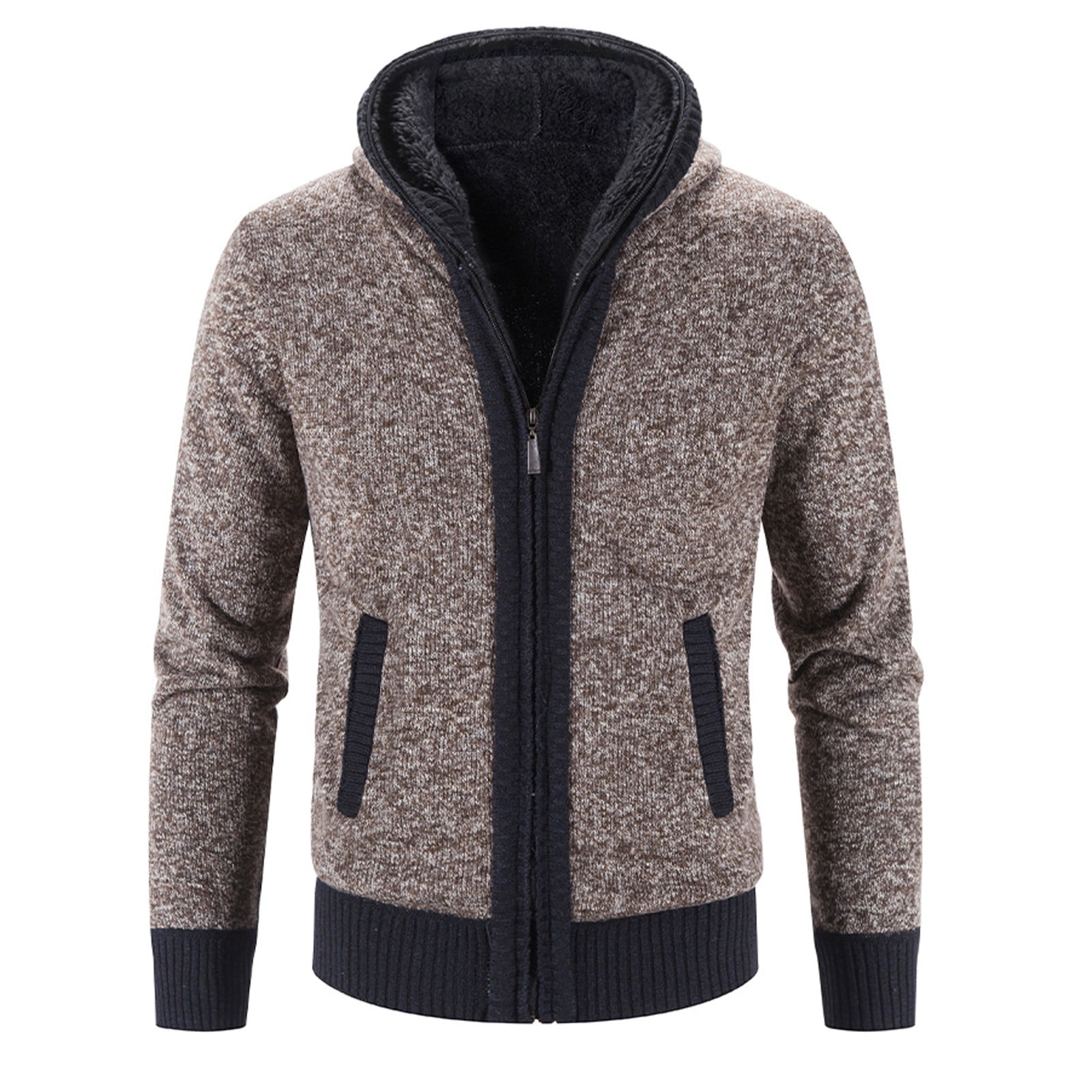 Quealent Mens Sweater Jacket with Hood Mens Cardigan Sweater Cotton Pockets Casual Slim Fit V Neck Knitted Sweaters Button up Mens Sweaters Fashion Walmart