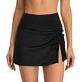 thumbnail image 1 of Quealent Mid Rise Swim Skirt - 2025 Bathing Suit Skirt with Built-in Bikini Bottom Waistband Skort Swimsuit Bottoms for Women (Black,M), 1 of 4