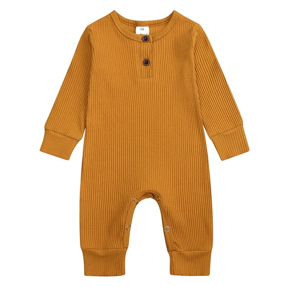 Quealent Newborn Baby Boy Girl Knitted Romper Jumpsuit Solid Long Sleeve Legging Bodysuit Playsuit Clothes Winter 0-18M (Yellow, 12-18 Months)