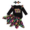 thumbnail image 1 of Quealent Newborn Baby Girl Halloween Clothes Fall Long Sleeve Romper Shirt Bow Layered Shorts Skirt Thanksgiving Outfit (Purple, 1-3 Months), 1 of 3
