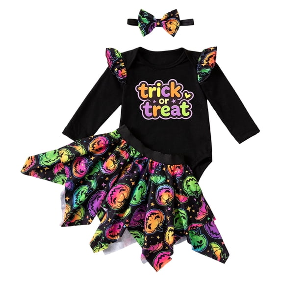 Quealent Newborn Baby Girl Halloween Clothes Fall Long Sleeve Romper Shirt Bow Layered Shorts Skirt Thanksgiving Outfit (Purple, 1-3 Months)