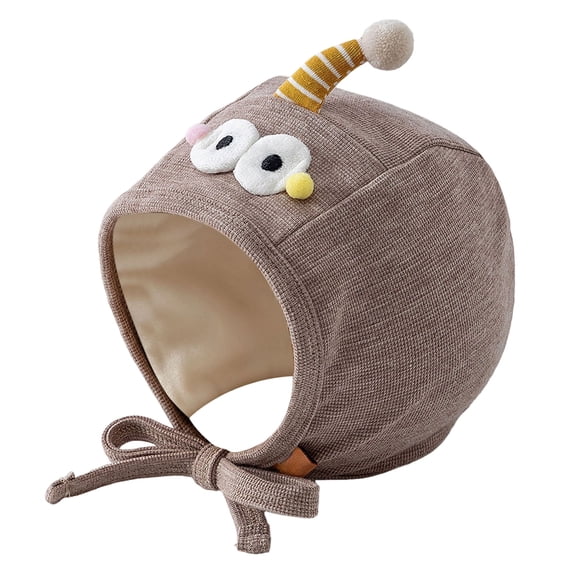 Quealent Newborn Baby Hospital Hat Soft Cotton Infant Pointed Hat with Adjustable Tie Cute Beanie Cap for Baby Boys Girls (Coffee, 0-24 Months)