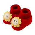 thumbnail image 1 of Quealent Newborn Infant Baby Cotton Booties Non-Slip Sole for Toddler Boys Girls Winter Warm Stay On Socks Shoes Unisex First Walkers Ankle Crib Slippers Shoes Red for Size 4, 1 of 7