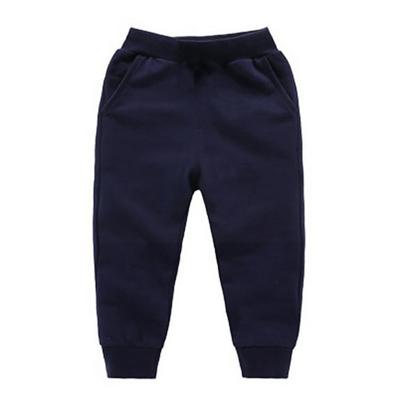 Quealent Pants for Boys 2024 Toddler Boys' Fashion Unisex Toddler Jogger Pants Kids Cotton Waist Winter Baby Sweatpants Pants Navy,12-18 Months