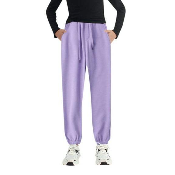 Quealent Pants for Kids Boys Fashion Sweatpants for Girls Casual Pants Solid Color Breathable Waistband Trousers Hot Pink,8-9 Years