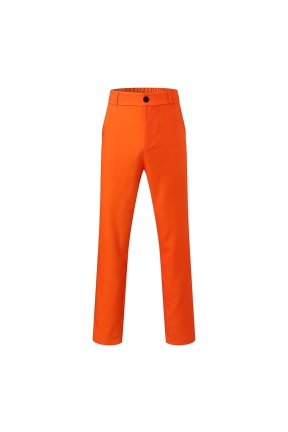 Pants for Men Fashion Summer Men's Slim Fit Flat Front Casual Pant (Orange,XL)