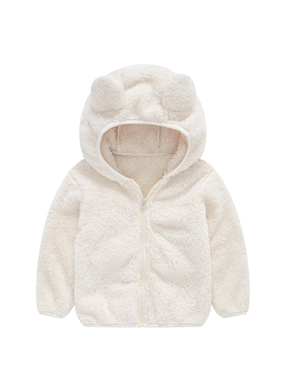 Rain Jacket Fall Clothes Winter Coats for Toddlers Baby Boys Girls with Hooded Jacket Warm Coat Outerwear White,12-18 Months