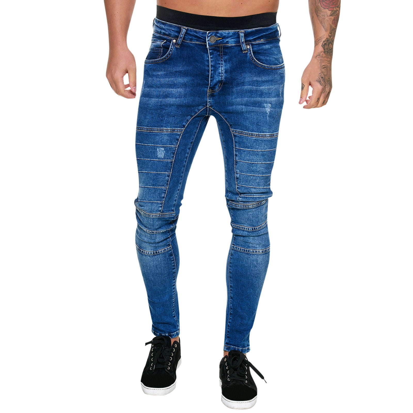Entyinea Women s Boyfriend Jeans Casual High Rise Distressed Stretch Denim Pants Walmart