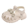 thumbnail image 1 of Quealent Sandals for Girls 2024 Summer Soft Infant Baby Girls Boys Sandals Summer Bowknot Shoes Soft Rubber Sole Dress Flats First Walker Shoes Beige,5, 1 of 5
