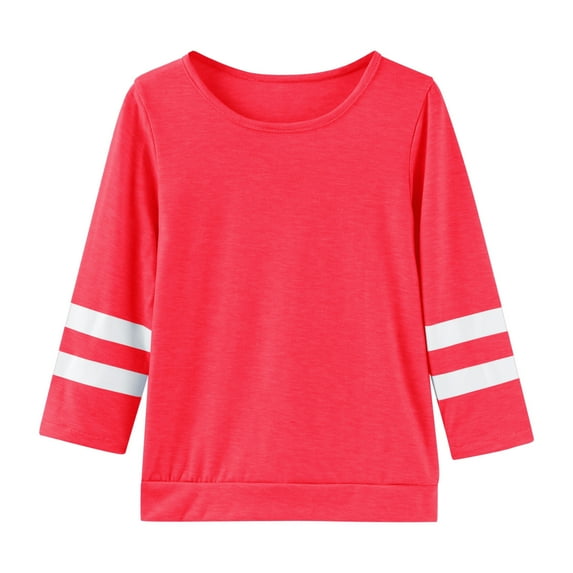 Quealent Shirts for Teen Girls Girls Casual Shirts Long Sleeve Crewneck Tops Loose Fit Blouses Tunic T-Shirts Red,6-7 Years