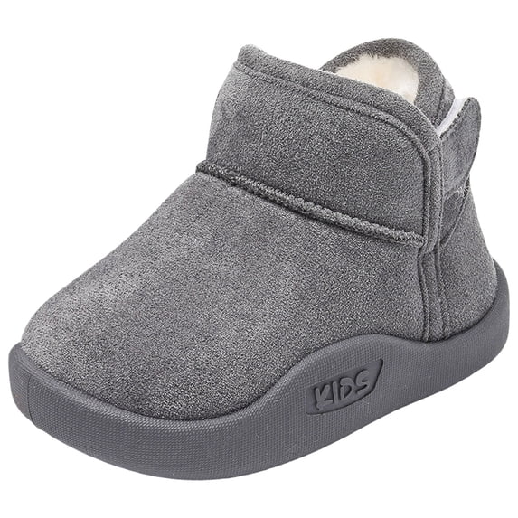 Quealent Slip Resistant Girls Snow Boots Winter Boots Warm Kids Snow Boots Boys Snow Boots Faux Furry Suede Hiking Boots Gray for Size 8