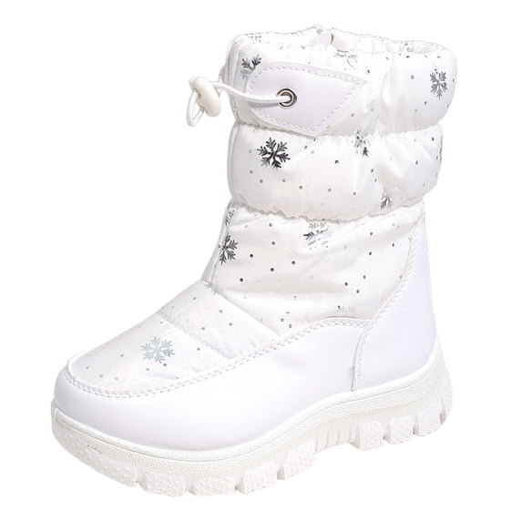 Quealent Snow Boots for Boys & Girls Warm Waterproof Slip Resistant Winter Shoes (Toddler/Little Kid/Big Kid) White for Size 1