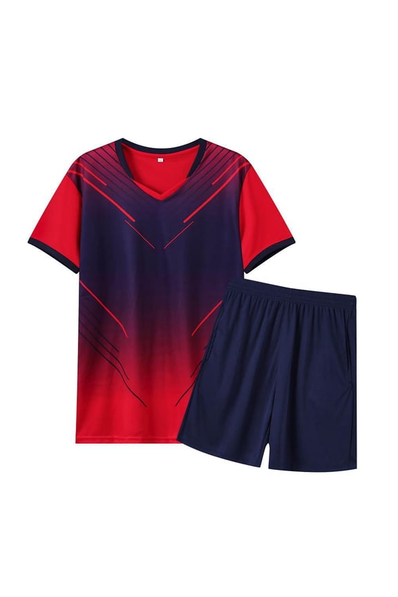 Soccer Jersey for Boys Kids Team Uniform 2PCS Breathable Short Sleeve Football Soccer Fan T Shirt and Shorts Knit Set (Red, 7-8 Years)