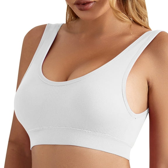 Quealent Sports Bras For Women Women's Racerback Sports Bra Yoga Crop Top with Built in Bra,White M