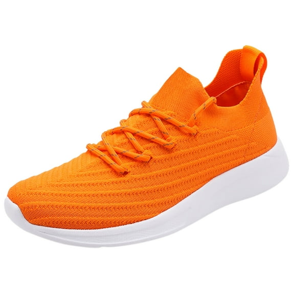 Quealent Steel Toe Shoes for Men Comfortable Safety Shoes Non Slip Steel Toe Sneakers Warehouse Industry Contstruction Mens Work Shoes (Orange,7)