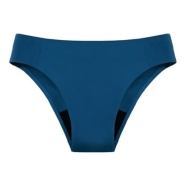 Quealent String Thongs for Women Solid Seamless Brief Panties (Blue,XXL)