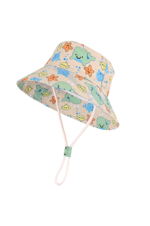 Sun Protection Hat for Kids Toddler Boys Girls Wide Brim Summer Outdoor hat Cotton Baby Bucket Hat with Chin Strap (Pink, 3-7 Years)