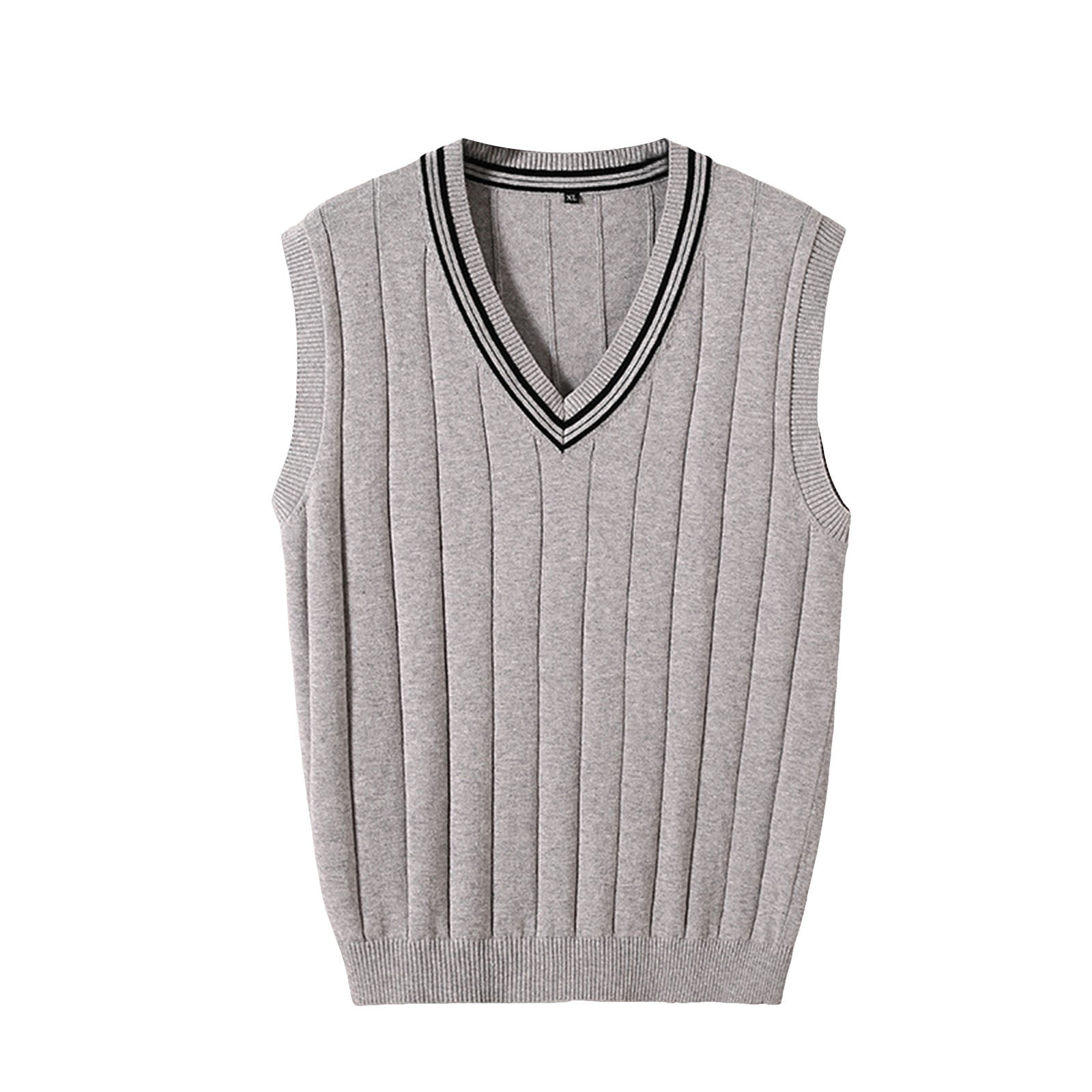 Quealent Sweater for Men Sleeveless Pullover Vest Sleeveless Loose Warm Sweater Vest Men Solid Color V Neck Pullover Waistcoat for Daily Wear Light Gray XL Walmart