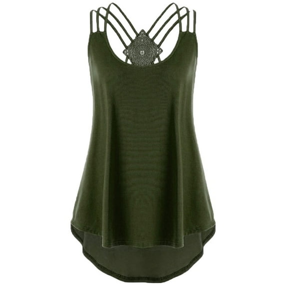 Quealent Tank Top For Women Women Lace Crochet Hollow Out Tank Tops Casual Blouse Summer Sleeveless Shirts Clubwear 2022,Green 3XL