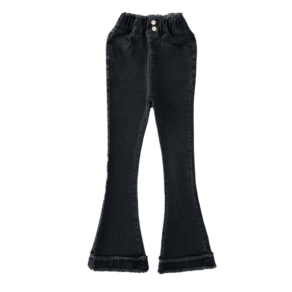 Quealent Teen Girl Jeans 2024 Fashion Long Pants for Big Girls Girls Denim Pants Gradient Bell Bottomed Trousers Black,4-5 Years