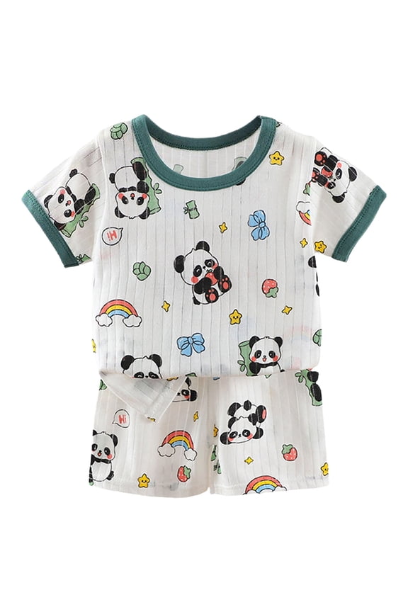 Toddler Animal Pajamas Boys Girls Kids Cool Short Summer 12M-8Y Snug fit Pjs Set 2pcs (Army Green, 5-6 Years)
