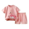 thumbnail image 1 of Quealent Toddler Baby Boy Clothes 12 18 24 Month 2T 3T Summer Outfit Retro Animals Tee Shirts T-Shirt + Shorts Set (Pink, 6-12 Months), 1 of 3