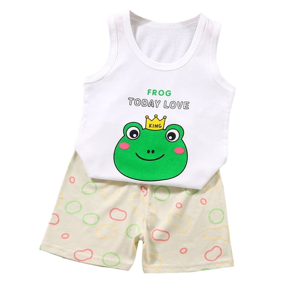 Quealent Toddler Baby Boy Clothes 6 12 18 24 Month 2T 3T Summer Outfits Sleeveless Tank Vest T-Shirt + Casual Shorts Set (Green, 2-3 Years)