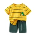 thumbnail image 1 of Quealent Toddler Baby Boy Clothes Trucks Letters Short Sleeve Tops Shirt Casual Shorts Sets 2Pcs 2T 3T 4T Summer Outfit (Dark Green, 3-4 Years), 1 of 3