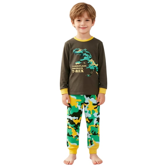 Quealent Toddler Baby Boy Fall Winter Clothes Color Block Long Sleeve Shirt Pullover Tops + Joggers Pants Outfit Set (Camouflage, 4-5 Years)