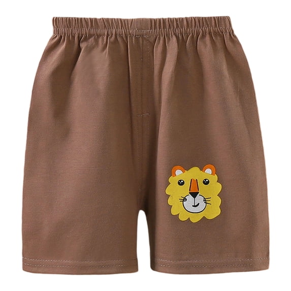 Quealent Toddler Baby Boy Shorts Cotton Elastic Waist Breathable Dinosaur Clothes Sizes 9M-5T Kids Comfortable Playwear (Brown, 3-4 Years)